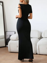 1pc Solid Color One Shoulder Oblique Neckline Bodycon Long Dress
